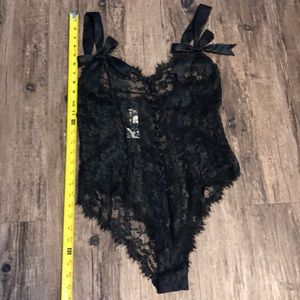 Vintage VS Black Lace Lingerie Bodysuit Medium